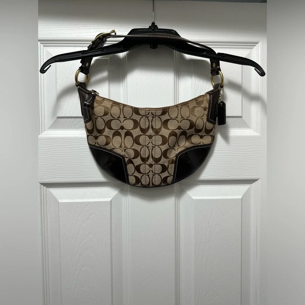 Coach Vintage Y2K Brown Signature Hobo Demi with Leather Corners H0768-11371
